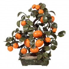 Alabaster, stone and jade persimmon tree sculpture